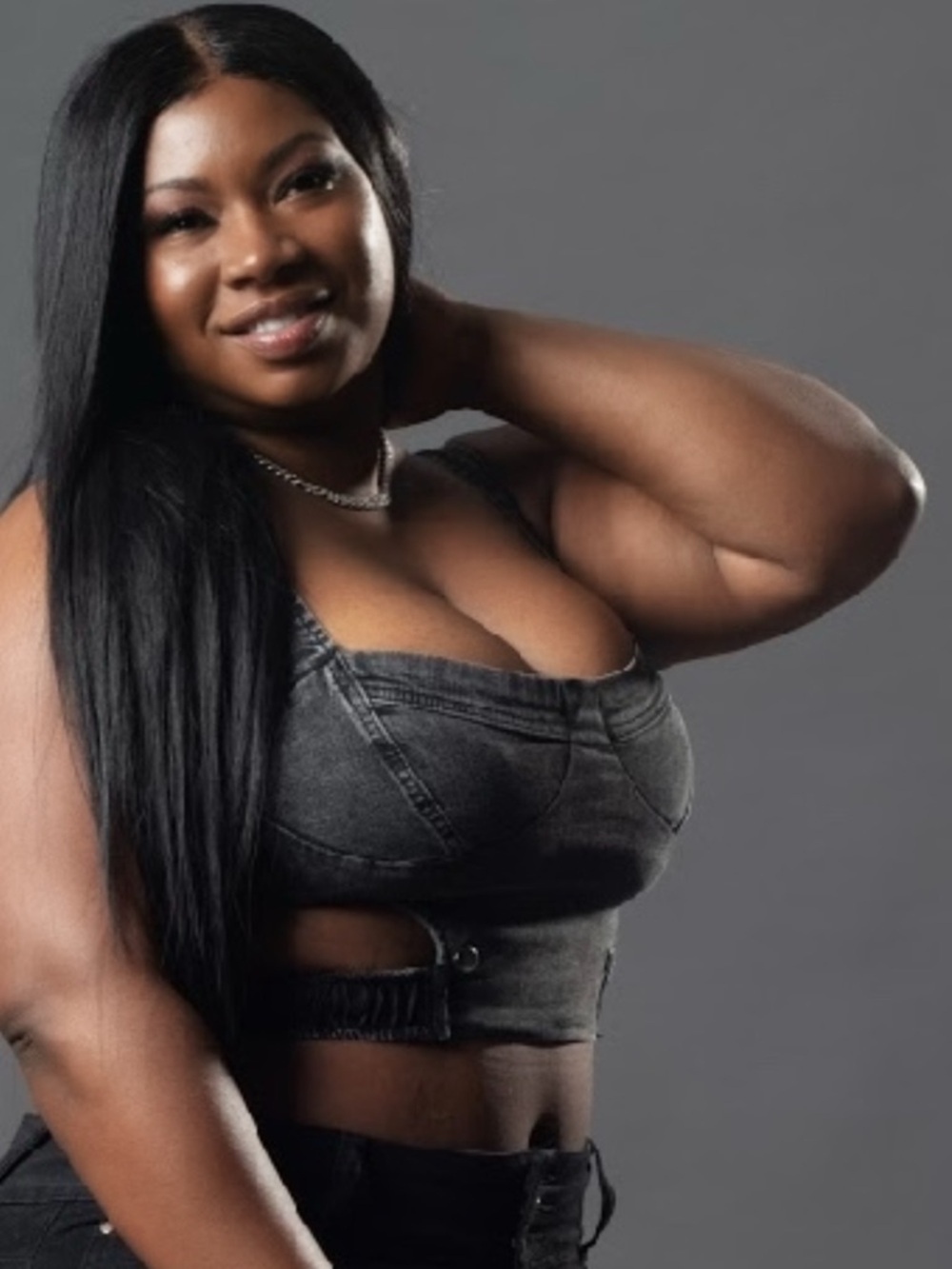 Fashion Nova Charcoal Gray Denim Top